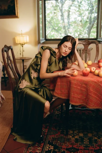 Photo of Lani Maxi Dress in Green on model, view 1