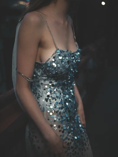 Photo of Starfall Gown in Silver on model, view 1