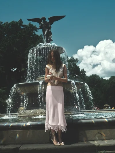Photo of Spring Court Skirt in Pink on model, view 1
