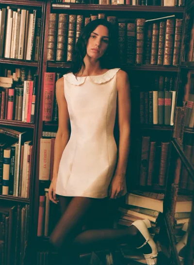 Photo of Abby Mini Dress in Pink on model, view 1