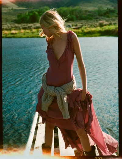 Photo of Moonlight Maxi Dress in Purple on model, view 1