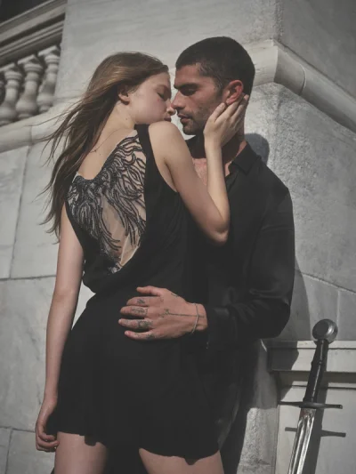Photo of Illyrian Lover Mini Dress in Black on model, view 1