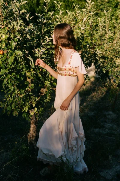 Photo of Marle Maxi Dress in Ivory on model, view 1