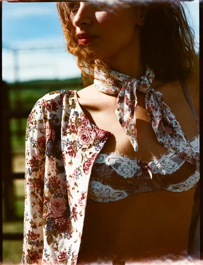 Photo of Meadow Underwire Bra in Neutral on model, view 1
