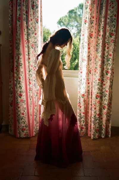 Photo of Adelaide Chiffon Maxi Dress in Neutral on model, view 1